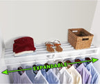 EZ SHELF- Closet Shelf with Hanging Rod, Expands 40.5-73", White, Closet Shelves Hold 200 lbs, Easy Install Closet Organizer to 2 Side Walls, Alternate for Closet Wire Shelving & Laundry Room Shelves