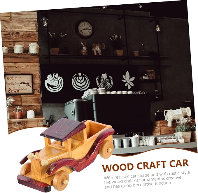 LIFKOME 1pc Vintage Wooden Car Model Decor Retro Wood Car Ornament for Home Desktop Chic Craft for Collectors and Unique Idea for Office and Bedroom Decor
