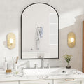 DUMOS Black Metal Arch Vanity Rounded Rectangle Bathroom Mirrors for Over Sink Wall, 27x38 Inch Large Matte Mirror, Modern Decorative for Restroom, Farmhouse