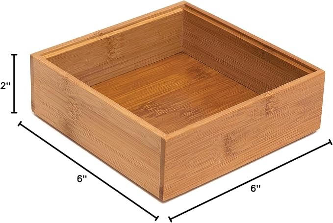 Lipper International 8183S Bamboo Wood Stacking Drawer Organizer Box, 6" x 6"
