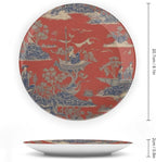 Cheng Toile Dynasty Red Chinoiserie Decorative Plate, Personalized Chinese Plates for Household Art Decoration Festival Decor, 1 Plate with 1 Display Stand Art Decorations for Office Table