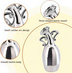 Unique Vases for Flowers，7 Inch Silver Small Diameter Vase, A Novel Decoration for The Dining Table, Living Room, Bookshelf and Office, A for Flower Lovers
