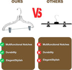 Quality Clear Plastic Skirt Hangers - 96 Pack Crystal Cut for Skirt, Pant, Dress, Suit, Coat Hangers Heavy Duty & Nonslip Design Adjustable Clips, Swivel Hook, 17" inch