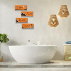 ONIZHITY 4 Pcs Orange Bathroom Decor Boho Wall Art With Relax Soak Unwind Breathe Quotes - Abstract Wooden Farmhouse Decor for Bedroom Living Room Office (10x4 Inch)