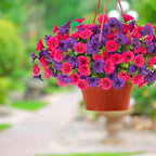 12 Bundles Morning Glory Artificial Flowers for Outdoor Decoration UV Resistant Fake Plastic Plants Artificial Greenery for Indoor Outdoor Garden Patio Window Box Home Decor