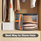 Oversized Clear Hat Storage Box for Women, Cowboy Hat Organizer for Closet, Wide Brims Hat Case with Carrying Handles, Hat Bag (Grey)