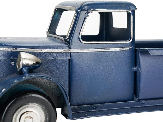 SOFFEE DESIGN 10in Collectible-Vehicles Classic Truck, Pick-up Model Iron Decorations, Collectible Figurine Desktop Car Wine Holder for Home Decor, Dark Blue