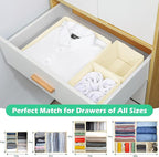 Drawer Clothing Organizer 16-Pack, Beige 3-Size Underwear Drawer Dividers, Fabric Folding Wardrobe Organizer for Baby Clothes, Bras, Underwear, Panties, Belts, Socks, Ties, etc.