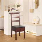 Wood Chair Valet Stand With Hanger Trouser Bar, Top Storage Tray Wardrobe, Clothing Rack Chair Valet With Cushion Wardrobe Men Women Standing Suit Valet for Hotel, Commercial(Dark Brown)