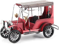 Vintage Classic Car Model, Miniature Tin Red Desktop Decor with Unique Delicate Design, for Home Office Cafe Wedding Party Gift