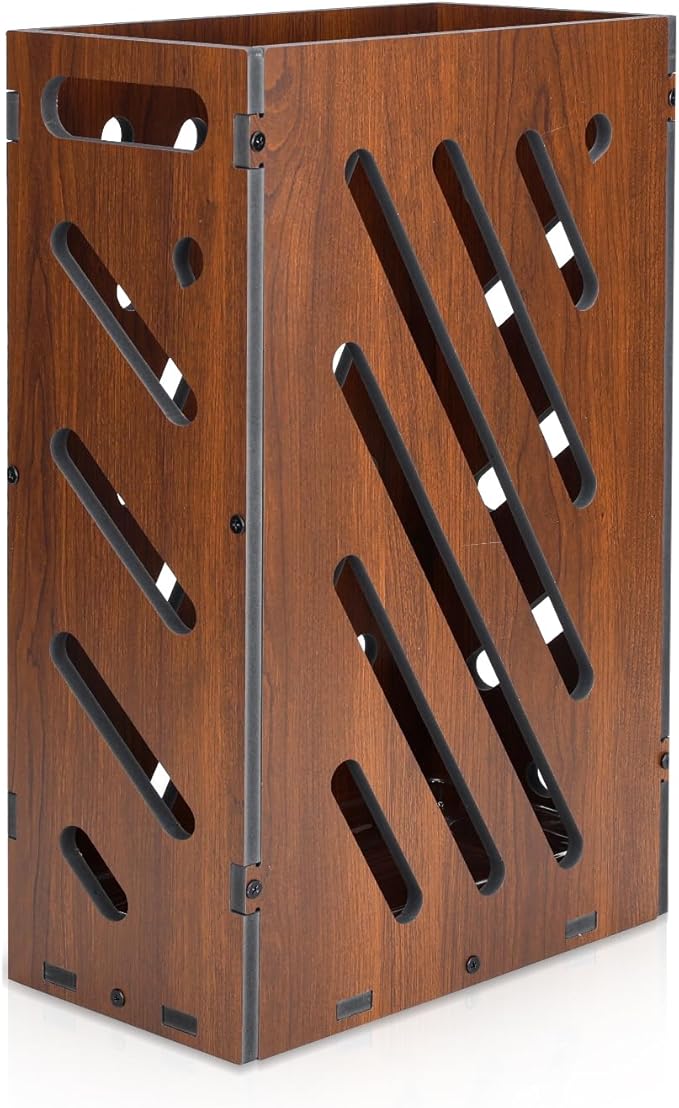 Modern Brown Umbrella Stand with Removable Water Tray, PVC Umbrella Holder, Indoor and Outdoor Use, Storage Bin Freestanding for Home, Office, Hotel