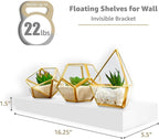 Sorbus Floating Shelves for Wall – 16 Inch Floating Shelf for Kitchen, Bedroom, Living Room, Bathroom, Home & Wall Decor - Mounted Bathroom Shelves with Invisible Brackets (White, 5 Pack)