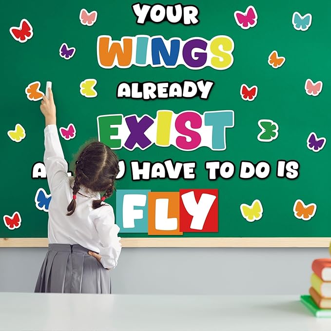 gisgfim Classroom Bulletin Board Decoration Set Wall Door Decor Colorful Classroom Decorations for Kindergarten Preschool Elementary Middle School(Your Wings Already Exist)