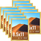 LaVie Home 8.5x11 Picture Frame Gold Set of 10, Display 8.5 x 11 Picture, Photo Frame Collage for Wall Gallery or Table Deco, Hanging or Tabletop Display
