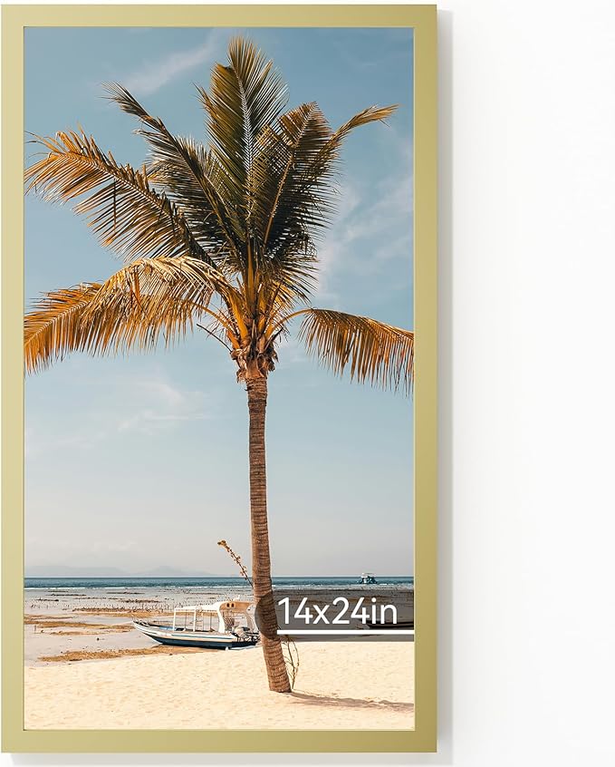 14x24 Aluminum Metal Picture Frame,Tempered Glass Gold Photo Frame 14x24 for Family Photo,Posters,Art,Document to Wall Mount Horizontally or Vertically