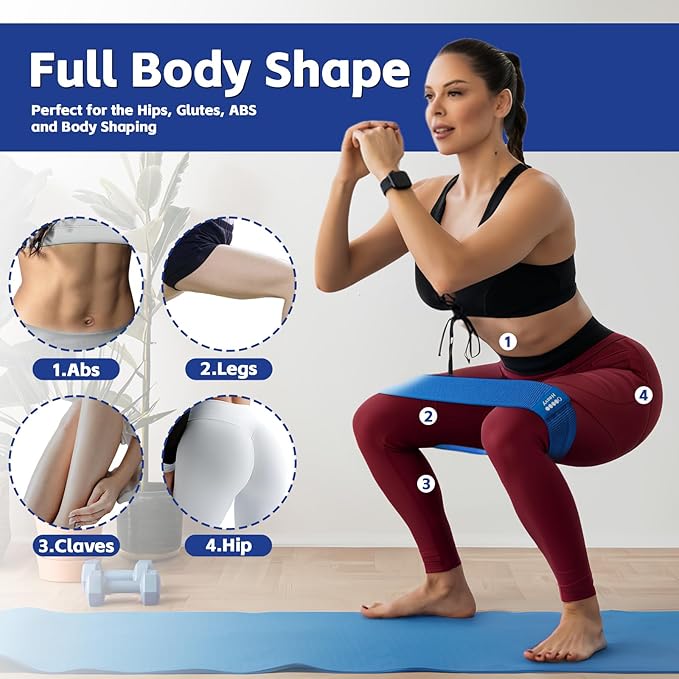 Resistance Bands for Working Out - Exercise Bands Set with Workout Guide - Fabric Elastic Bands for Physical Therapy - Fitness Bands Ideal for Legs Hip Glute