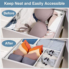 Criusia Drawer Organizer Clothes, 8 Pack Underwear Drawer Organizer, Foldable Closet Organizers and Storage Dresser Drawer Dividers for Clothes, Socks, Scarves, Ties (White)