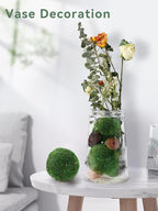 Biubee 6Pack Decorative Faux Dried Moss Balls- 3" Artificial Green Plant Mossy Globes Handmade Sphere Moss Gift for Home Dough Bowl Vase Chinoiserie Decors Party Wedding Display