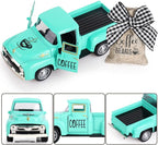 Hxezoc Coffee Decor for Coffee Bar Metal Truck with Coffee Beans Burlap Sack Vintage Pickup Mini Diecast Truck for Farmhouse Coffee Station Home Coffees Bar Tabletop Decorations (Blue)