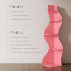 Modern Corner Shelf, 5 Tier High Corner Shelf, Fits Small Spaces, Scalloped Corner Bookcase with Storage Space, Wooden Display Stand for Plants, Books and Decorations, Assorted Colors and Sizes (Pink)