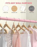 Closet Rods for Hanging Clothes, 17 to 84 Inches Stepless Adjustable Metal Closet Rod, 1.3 Inches Heavy Duty Clothes Hanging Rod for Closet Wardrobes Laundry RV, Pink