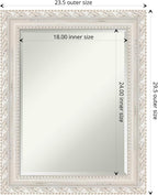 Amanti Art White Wall Mirror 30x24 Opera Off White Rectangle Bathroom Mirror for Wall Decor Living Room, Medium Traditional Wood Frame, Hangs Horizonally and Vertically, Bathroom Decor, Beveled Edge