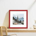 Vittanly 12x12 Picture Frames Set of 9, Shatter Resistant Plexiglass, Display 8x8 Pictures with Mat or 12x12 without Mat, Photo Frames for Wall Mount, Engineered Wood, Red