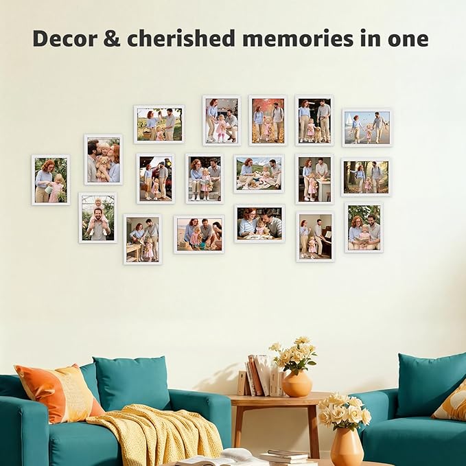 Giftgarden 5x7 Picture Frame Set of 18, Lightweight 5 by 7 Frames Bulk for Gallery Wall Photo Hanging and Tabletop Display, White