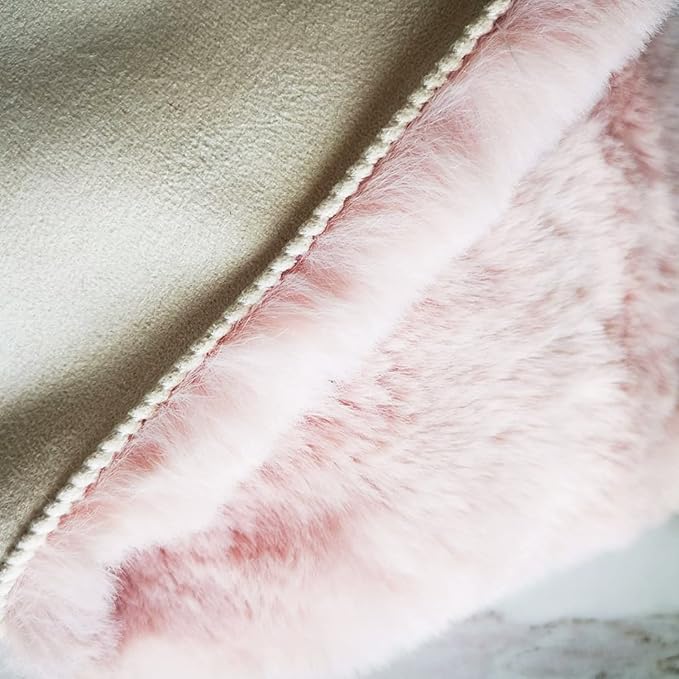 Ghouse Faux Rabbit Fur Round Rug 8ft Pink Round Rugs for Bedroom Decor Fluffy Area Rugs for Living Room, no-Shedding Carpet Sheepskin Washable Rug Rome Decor