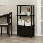 Furinno GO GREEN Storage Shelves, 4-Tier Book Shelf, Bookcase, Display Shelf with Open Shelf and Closed Storage, for Organization and Storage, Living Room, Garage, Home Office, Espresso