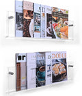 2 Pack 24 Inch Clear Acrylic Magazine Holder, Floating Brochure Display, Invisible Record Holder Magazine Rack, Hanging Bookshelf Literature for Waiting Room, Office, Home
