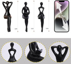 Quoowiit Black Thinker Statue Book Shelf Decor, Minimalist Modern Home Decor Collectable Figurines Office Desk Unique Coffee Table Decorations for Living Room 3 Piece
