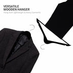 ELONG HOME Solid Wooden Hangers 30 Pack, Wood Suit Hangers with Extra Smooth Finish, Precisely Cut Notches & Chrome Swivel Hook, Wooden Clothes Hangers for Shirt Coat Jacket Dress, Black