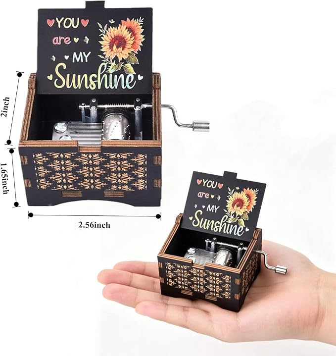 Dream Loom You are My Sunshine Music Box, Hand-Cranked Vintage Engraved Mini Color Musical Box Gift for Women Girl Birthday/Christmas/Valentines Day/Thanksgiving/Mother's Day