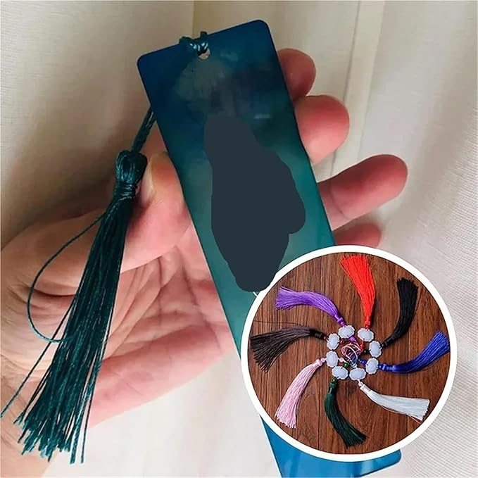 Tassels for Decoration 13cm/5 Inch Silky Floss Bookmark Tassels Hanging Rope for Jewelry Making DIY Craft Accessory(Deep Green)