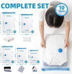 Vacuum Storage Bags with Electric Pump, Vacuum Seal Bags, Space Saver Compression Bags for Clothing, Pillows, Blanket, Bedding Comforters, Travel Lugggage, 10 Combo