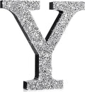 Qunclay 5.7" Silver Crystal Diamond Bling Letters Crushed Diamond Decoration Wooden Glitter Letter with Screw and Hooks Rhinestone Gift for Wedding Y2k Mcbling Bedroom Wall Decor (Letter Y)