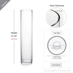 WGVI Quality Thick Weighted Tall Clear Cylinder Glass Vases, 4" W x 18" H, Flower Arrangement Floating Candle Holders Wedding Centerpieces Event Floral Container Artistic Display Home Decor, 1 Piece