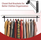 10 Pack Heavy Duty Closet Shelf & Rod Brackets, Wall Mounted Closet Shelves Bracket with Rod Support for Both Shelf Storage and Closet Rod Black,HOME MASTER HARDWARE