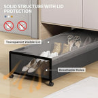 Under Bed Storage Containers with Wheels Large Underbed Shoes Blankets Clothes Toy Storage Drawers for College Dorms Bedrooms Nursery Rooms Organization (Black 1 Pack, 7.5in height(36"x16.6"x7.48"))