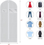 Univivi 60 Inch Lightweight Garment Bag for Hanging Clothes, Full Zipper Dress Bags for Gowns Dress Cover with Clear Window and ID Card Holder for Suits, Long Dress, Coats, 10 Pack, White