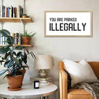 Bible Quotes 12x22in Wooden Wall Art Sign with Positive Saying You Are Parked Illegally Rustic Chic Style Beige Frame Wooden Plaque Birthday Housewarming Gift for Cottage Farmhouse Porch Wall Decor