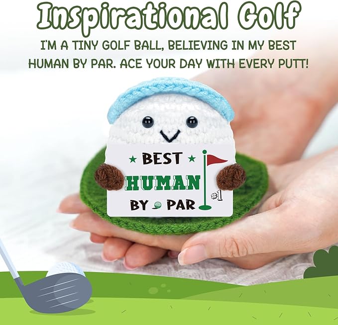 Golf Gifts for Men - Funny Crochet Golf Ball Accessories, Positive Gifts for Golfers Husband Dad Friends, Emotional Comfort Golf Gift Birthday