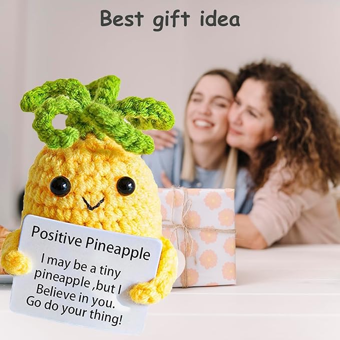 2Pcs Funny Gifts, Emotional Positive Support Potato Pineapple, Handmade Crochet Lemon Knitted Doll Gifts for Women, Boys, Girls.