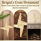 Bucherry St. Brigid's Wall Cross Decor Irish Gift Cross with History Card for Irish Blessing Gift for Celtic Imbolc Decor(Classic Style,5 in,Straw Color)