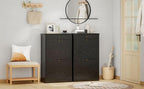 Shoe Storage Cabinet with 2 Flip Doors Set of 2, Wooden Narrow Shoe Cabinet Organizer with Drawer, Freestanding Hidden Shoe Rack with Adjustable Shelf for entryway, Hallway, Living Room, Black