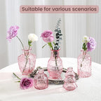 Mini Bud Vases Centerpieces for Tables,Clear Bud Vases for Flowers,Small Flower Vases Suitable for Birthday Party,Anniversary,Wedding Reception,Baby Shower (Pink, 12PCS)
