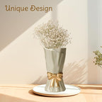 Green Bow Vase for Home Decor, 9.3 Inch Avocado Color for Boho Style, Sage Large Green Flower Vase for Ideal Shelf Decor/Table/Living Room. ﻿