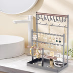 ProCase Jewelry Organizer Stand Necklace Organizer Earring Holder, 6 Tier Jewelry Stand Necklace Holder with 15 Hooks, Jewelry Tower Display Rack Storage Tree for Bracelets Earrings Rings -Grey