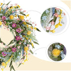 22" Spring Summer Wreath for Front Door - Colorful Wildflower Wreath with Lavender & Forsythia, Everyday Floral Wreaths for Front Door Outside, Spring Door Wreath for Indoor Home Decor